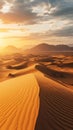 Sun Setting Over Desert Landscape, Serene Beauty of Natures Colors in the Evening Sky