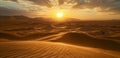 Sun Setting Over Desert Landscape Royalty Free Stock Photo
