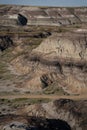 Sun setting over Dinosaur Provincial Park, a UNESCO World Heritage Site in Alberta, Canada. Royalty Free Stock Photo