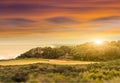 Sun setting over the golf Course