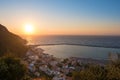 Sun Setting over Karlovasi Royalty Free Stock Photo