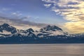 Sun Setting over the Alaskan Mountain Range Royalty Free Stock Photo