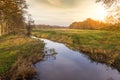 Sun setting over the nature reserve of Oudemolen Royalty Free Stock Photo