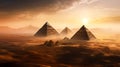 The sun is setting over the pyramids of Egypt. Royalty Free Stock Photo