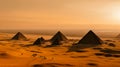 The sun is setting over the pyramids of Egypt. Royalty Free Stock Photo
