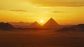 The sun is setting over the pyramids of Egypt Royalty Free Stock Photo
