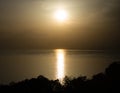 Sun setting over the Seto Inland sea, view from Kyukamura Setouchi Toyo