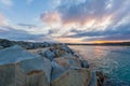 Sun setting over shallow waters. Beautiful landscape of Australia.