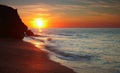 Sun setting at the Sea of Azov Royalty Free Stock Photo