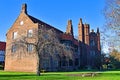 Sun and shadows cast across Gainsborough Old Hall, Lincolnshire. Royalty Free Stock Photo