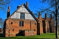 Sun and shadows cast across Gainsborough Old Hall 3, Lincolnshire. Royalty Free Stock Photo