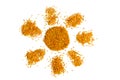 The sun shaped isolated bee pollen grains on a white background. Healthy natural medicine concept Royalty Free Stock Photo