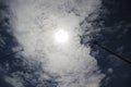 The sun shines through Altocumulus clouds with a clear blue sky background in the midday