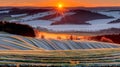 the sun shines bright over an expansive field with snowy fields and trees Royalty Free Stock Photo