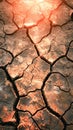 Sun Shining Through Cracks in Brown Desert Soil. Generative AI