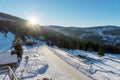 Sun shines over the czech mountains