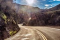 The sun shines over Mulholland highway in southern California. Royalty Free Stock Photo