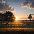 Sun Shines Over Rolling Kentucky Field at Dawn made with Generative AI