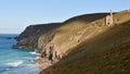 Sun shines on  Towanroath Pumping Engine House Wheal Coates St Agnes Cornwall, UK Royalty Free Stock Photo