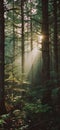 Sun Shines Through Trees in Forest Royalty Free Stock Photo