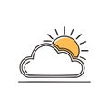 Sun Shining Behind Cloud Graphic Weather Icon Clean Line Vector Image Royalty Free Stock Photo