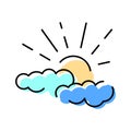 Sun shining behind clouds weather forecast icon Royalty Free Stock Photo