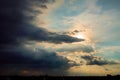 Sun shining after big dark cloud pass Royalty Free Stock Photo