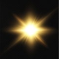 The sun is shining bright light rays with realistic glare. Royalty Free Stock Photo