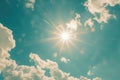Sun shining brightly through clouds, suitable for weather forecast or inspirational concepts Royalty Free Stock Photo
