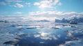 the sun is shining through the clouds over a frozen lake , generated by AI Royalty Free Stock Photo