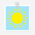 Sun shining icon. Cute cartoon image. Greeting card. Adhesive transparency tape Hello summer. White background. Baby collection. Royalty Free Stock Photo