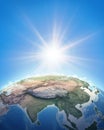 Sunshine over the Earth. East Asia, China and Himalayas