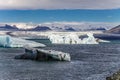 Large Ice burgs float effortlessly around Jokulsarlon Glacier Lagoon in Iceland Royalty Free Stock Photo