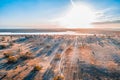 Sun shining over lake in Australian desert. Royalty Free Stock Photo
