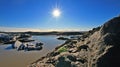 Sun shining over a lake in Iceland