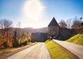 Sun shining over Lichtenberg castle in Germany