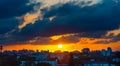 Sun shining over Miami on a cloudy sunset Royalty Free Stock Photo