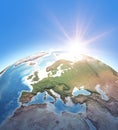 Physical earth map of Western Europe Royalty Free Stock Photo