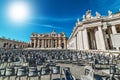 Sun shining over Saint Peter`s square