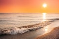 Sun Sea Horizon During Sunset Or Sunrise. Evening Seascape And Tranquil Royalty Free Stock Photo