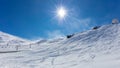 The bright sun over the winter sports area of the Sierra Nevada. Royalty Free Stock Photo