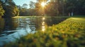 Sun Shining Over Water in Park Royalty Free Stock Photo