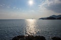 The sun shining on the Seto Inland Sea. Royalty Free Stock Photo