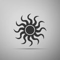 Sun-sign icon on grey background. Royalty Free Stock Photo