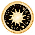 Sun Signs of the Zodiac, Black Background Royalty Free Stock Photo