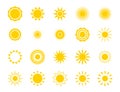 Sun silhouette icon set. Summer circle shape. Heat