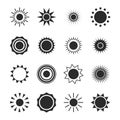 Sun silhouette icon set. Summer circle shape. Heat Royalty Free Stock Photo