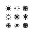 Sun silhouette logo vector set on white background. Sun design for weather, summer, spring Royalty Free Stock Photo