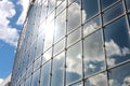 The sun and the sky in glass building Royalty Free Stock Photo