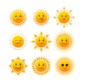 Sun Smile Icon Set. Vector Royalty Free Stock Photo